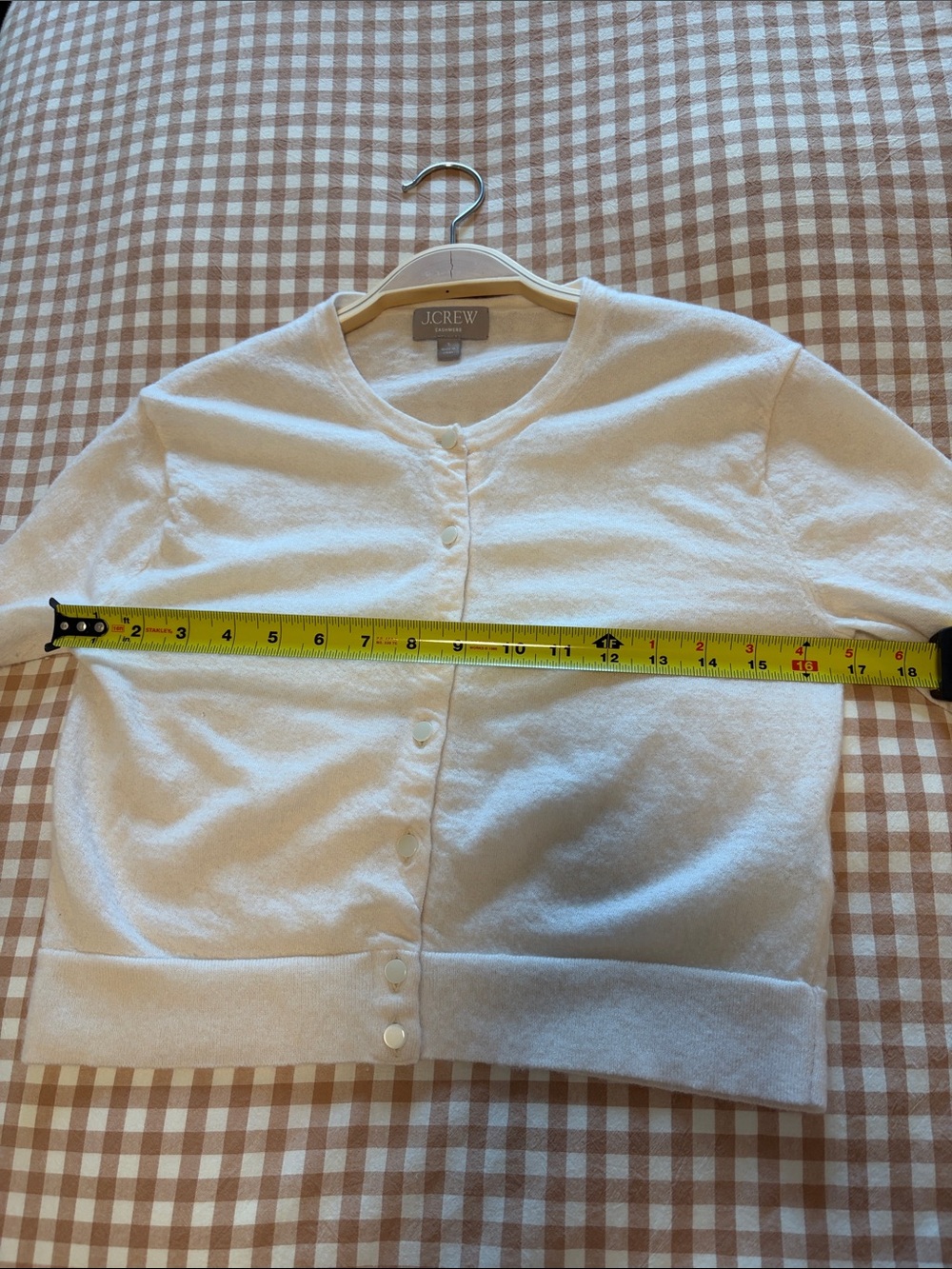 J. Crew pure cashmere 100% . Soft Cream Button-Front Cropped Cardigan - Picture 3 of 5